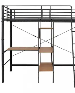 Detské izby Viacúčelová posteľ 90x200 cm kov Dekorhome Čierna