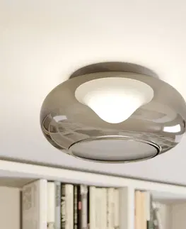 Stropné svietidlá Lucande Sklenené stropné LED svietidlo Mijo dymová sivá