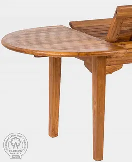 Stolčeky DEOKORK Záhradný teakový stôl ovál ELEGANTE (rôzne dĺžky) 180/240x100 cm