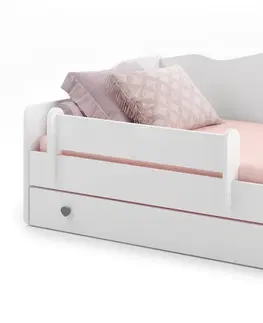 Postele NABBI Elin detská posteľ s matracom a úložným priestorom 80x160 cm biela / sivá