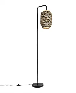 Stojace lampy Orientálna stojaca lampa bambus s čiernou - Yvonne