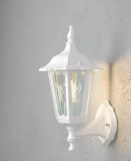 Vonkajšie nástenné svietidlá so senzorom Konstsmide Svietidlo Firenze polovičná miska senzor biele