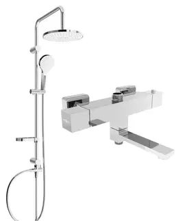 Sprchy a sprchové panely MEXEN/S - Erik sprchový stĺp vrátane sprchovej termostatickej batérie Cube, chróm 77910205-00