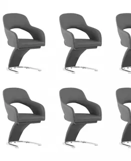 Jedálenské stoličky a kreslá Jedálenská stolička 6 ks umelá koža / chróm Dekorhome Čierna