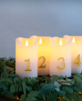 LED sviečky Sirius LED sviečka Sara Advent 4ks výška 12,5cm biela/zlatá