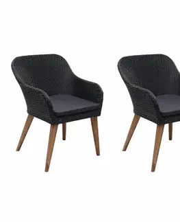 Záhradné kreslá a stoličky Záhradné stoličky 2 ks s poduškami polyratan Dekorhome Čierna
