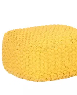 Taburety a podnožky Ručne pletený taburet Dekorhome Žltá