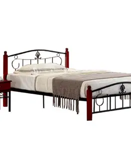 Postele Kovová posteľ s roštom, 140x200, MAGENTA