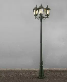 Verejné osvetlenie Konstsmide Stĺpové svietidlo Firenze, 3-plameňové zelené