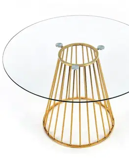 Stoly v podkrovnom štýle Stôl Liverpool 120 Sklo/Oceľ – Transparentný/Zlatá
