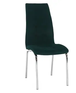 Stoličky Jedálenská stolička, smaragdová Velvet látka/chróm, GERDA NEW