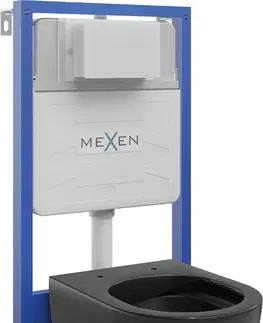 Kúpeľňa MEXEN/S - WC predstenová inštalačná sada Fenix Slim s misou WC Carmen, čierna mat 6103388XX85