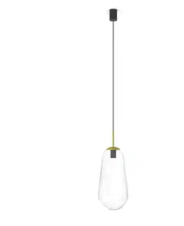 Závesné svietidlá Euluna Závesná lampa Pear zo skla, mosadz/čierna, výška 45 cm