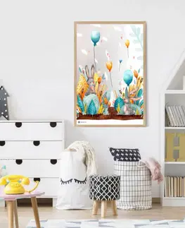Obrazy do detskej izby Obraz na stenu do detskej izby - Zajačiky s balónmi