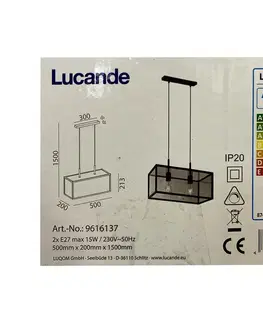 Svietidlá Lucande Lucande - Luster na lanku BEYZA 2xE27/15W/230 