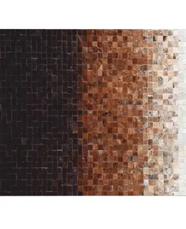 Koberce a koberčeky Luxusný kožený koberec, biela/hnedá/čierna, patchwork, 170x240, KOŽA TYP 7