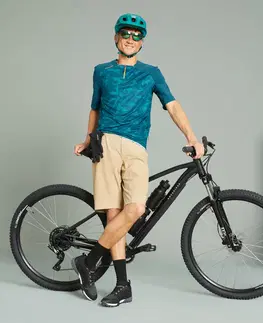 nohavice Pánske krátke nohavice EXPL 500 na horskú cyklistiku béžové