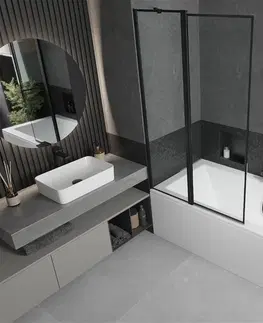 Sprchové dvere MEXEN/S - Cube obdĺžniková vaňa 170 x 80 cm s panelom + vaňová zástena 100 cm, čierna vzor 550517080X9410117070