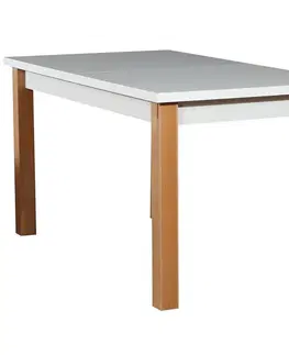 Jedálenské stoly Rozkladací stôl  ST28 140/180x80cm biely/buk