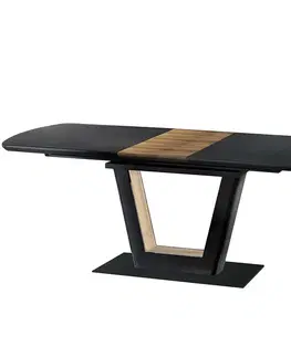Stoly v podkrovnom štýle Rozkladací stôl Farrel 160/200x90cm Sklo/Mdf/Oceľ – Čierna/Orechowy