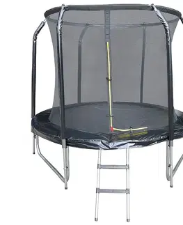 Záhradné trampolíny Trampolína COMFORT s rebríkom 244cm čierna