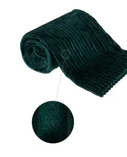 Deky Plyšová pruhovaná deka, smaragdová, 160x200cm, TELAL