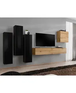 Podkrovný nábytok Obývacia stena Switch III Čierna /Wotan