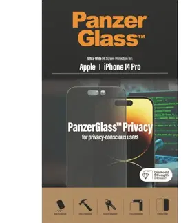 Ochranné fólie pre mobilné telefóny Ochranné sklo PanzerGlass UWF Privacy AB pre Apple iPhone 14 Pro, čierna P2772