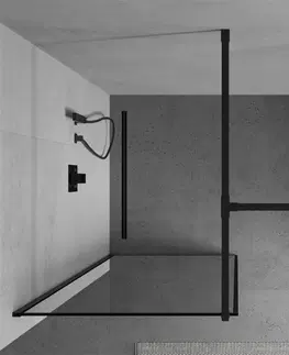 Sprchové dvere MEXEN/S - Kyoto Sprchová zástena WALK-IN 130 x 100 cm, čierny vzor, čierna 800-130-202-70-70-100