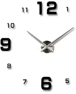 Hodiny 3D Nalepovacie hodiny Clock BIG 3-12 XL, Silver Black 90-130cm