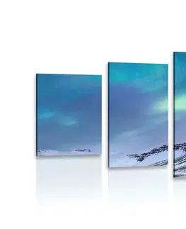 Obrazy prírody a krajiny 5-dielny obraz nórska polárna žiara