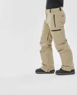 nohavice Pánske nepremokavé snowboardové nohavice SNB 500 béžové