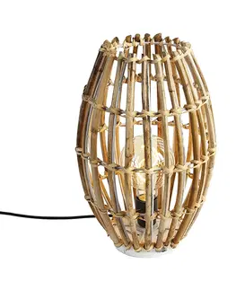 Stolove lampy Vidiecka stolová lampa bambusová s bielou - Canna Capsule