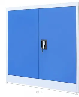 Kancelárske skrine Kancelárska skriňa sivá / modrá Dekorhome 90x40x90 cm