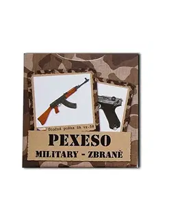 Hračky klasické spoločenské hry HRACÍ KARTY - Pexeso retro Military Zbrane