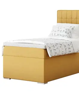 Postele Boxspringová posteľ, jednolôžko, horčicová, 90x200, pravá, TERY