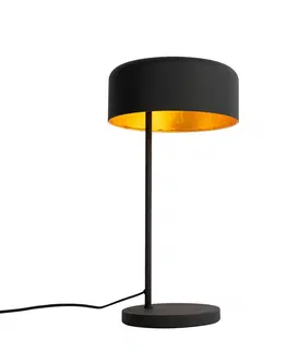 Stolove lampy Retro stolná lampa čierna so zlatým vnútrom - Jinte