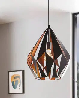 Závesné svietidlá EGLO Závesná lampa Carlton, čierna/medená, Ø 38,5 cm