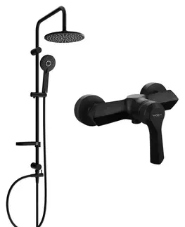 Sprchy a sprchové panely MEXEN/S - Carl sprchový stĺp vrátane sprchovej batérie Sabre, čierna 72140240-70