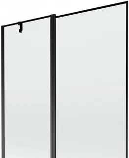 Sprchové dvere MEXEN - Flip vaňová zástena 1-krídlo 140 x 150 cm, čierna vzor, čierna 894-140-101-70-70