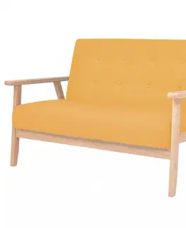 Pohovky a gauče Dvojmiestna sedačka textil / drevo Dekorhome Žltá