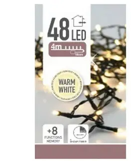 Vianočné dekorácie Svetelná vianočná reťaz Twinkle teplá biela, 48 LED 