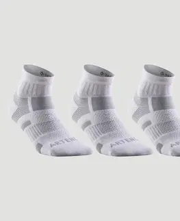 bedminton Športové ponožky RS 560 stredne vysoké 3 páry bielo-sivé