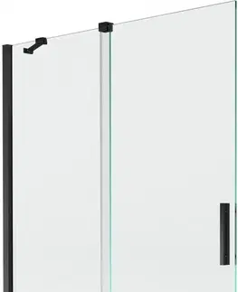 Sprchové dvere MEXEN/S - Velar Dvojkrídlová posuvná vaňová zástena 120 x 150 cm, transparent, čierna 896-120-000-01-70