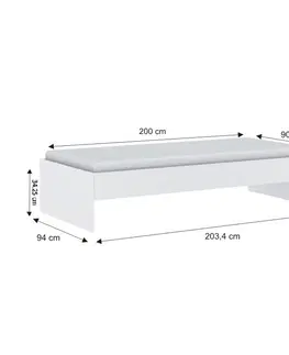 Postele KONDELA Tidy 318617 90 jednolôžková posteľ 90x200 cm biela