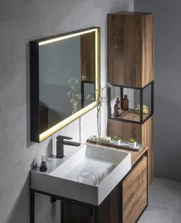 Kúpeľňa SAPHO - SKARA umývadlová skrinka 100x49,5x46,5cm, čierna mat/dub Collingwood CG004-1919