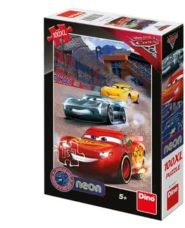 Hračky puzzle DINO - Walt Disney Cars3: Víťazné kolo 100 dielikov XL neon