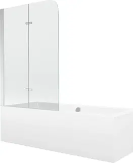 Sprchové dvere MEXEN/S - Cube obdĺžniková vaňa 180 x 80 cm s panelom + vaňová zástena 100 cm, transparent, chróm 550518080X9010020100