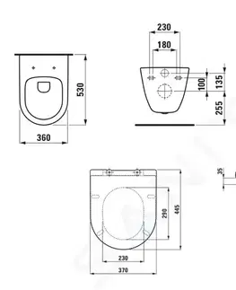 Záchody Laufen - Pro Závesné WC so sedadlom Slim, Slowclose, Rimless, biela H8669540000001