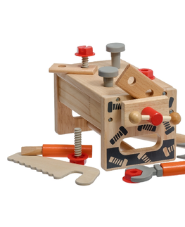 Drevené hračky LUCY & LEO - 182 Veľký tesár - drevená sada náradia s ponkom 15 dielov